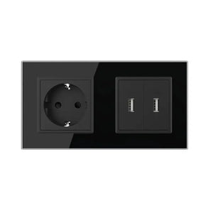 Livolo | Zwart | SR+SR | Wandcontactdoos | USB + USB oplader Livolo Nederland B.V.