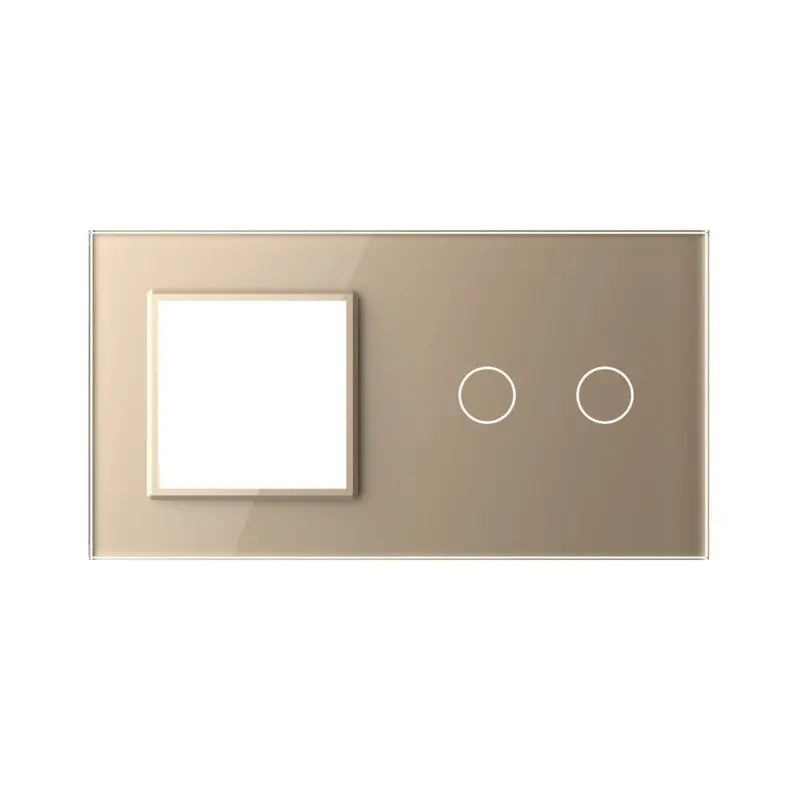 Livolo glazen afdekraam in goud SR+2 voor SR module en dubbele touch schakelaar